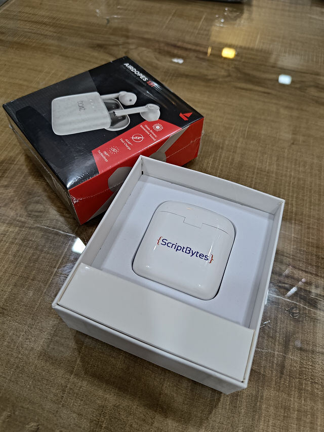 ScriptBytes — Branded earbuds